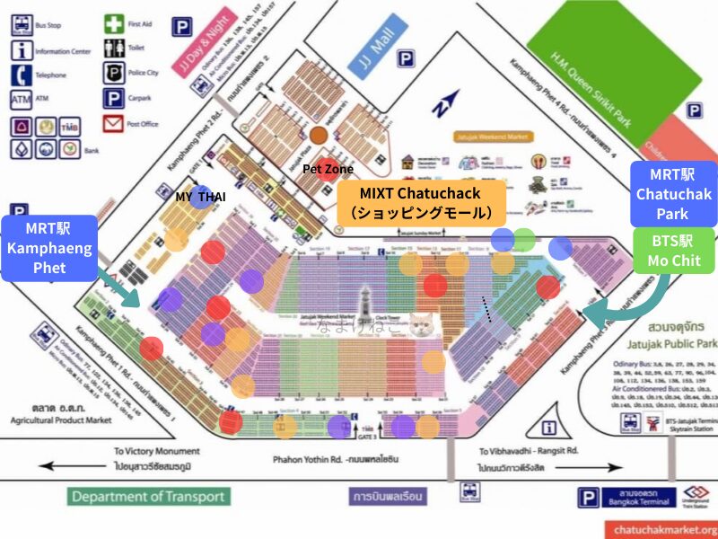 チャトチャック市場　おすすめのお店の地図