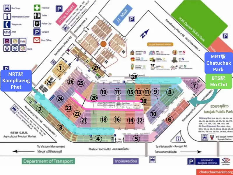 チャトチャック市場　おすすめのまわり方　地図